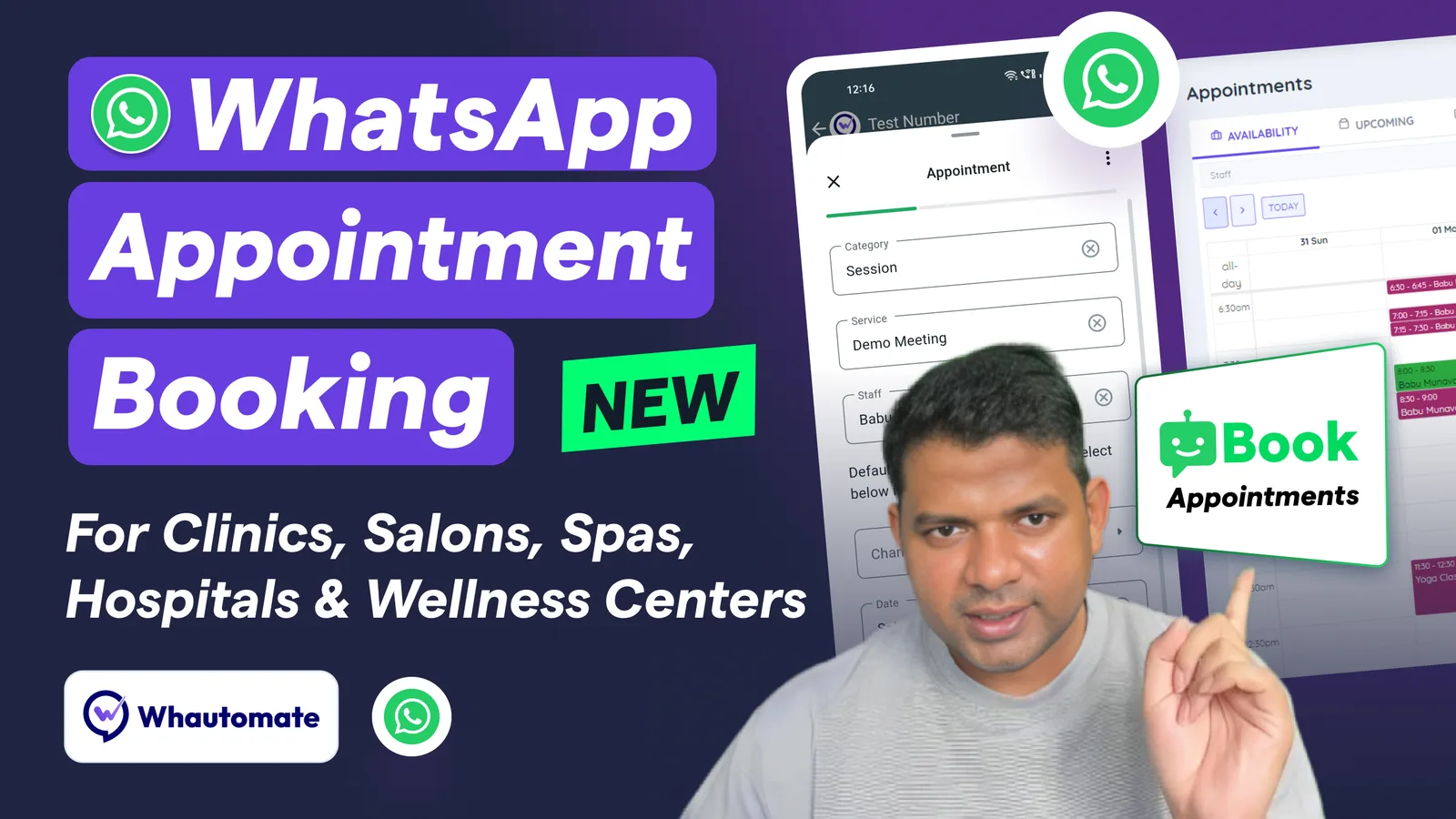 WhatsApp Flow appointment booking on a phone
