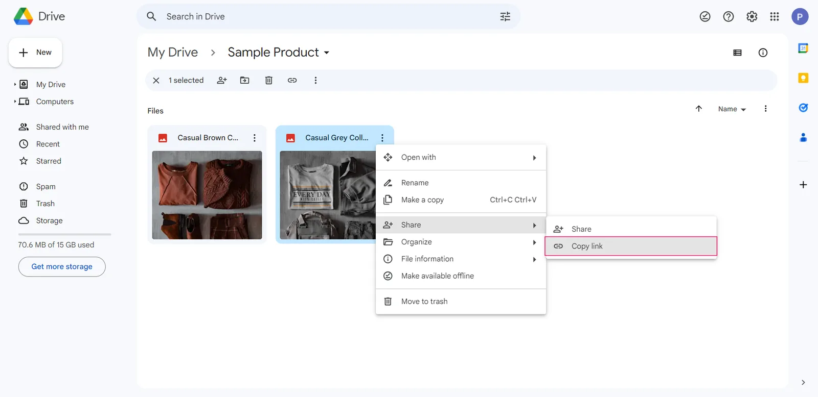 Copy your product image Copy link option, and open it with a new tab.