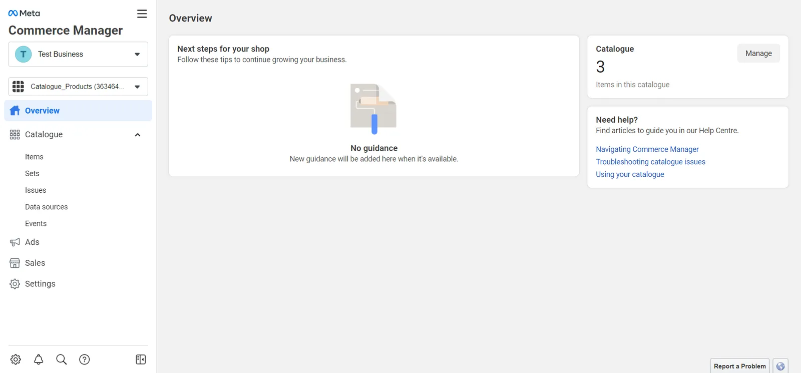 Your product catalogue has been created successfully