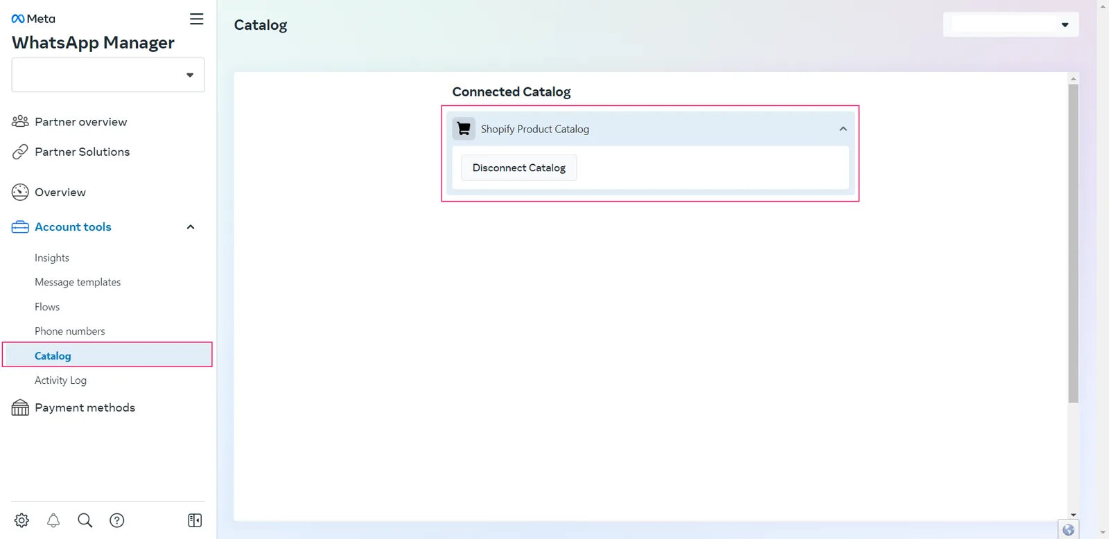 Select the Catalog menu option and Connect your previously created catalog here.