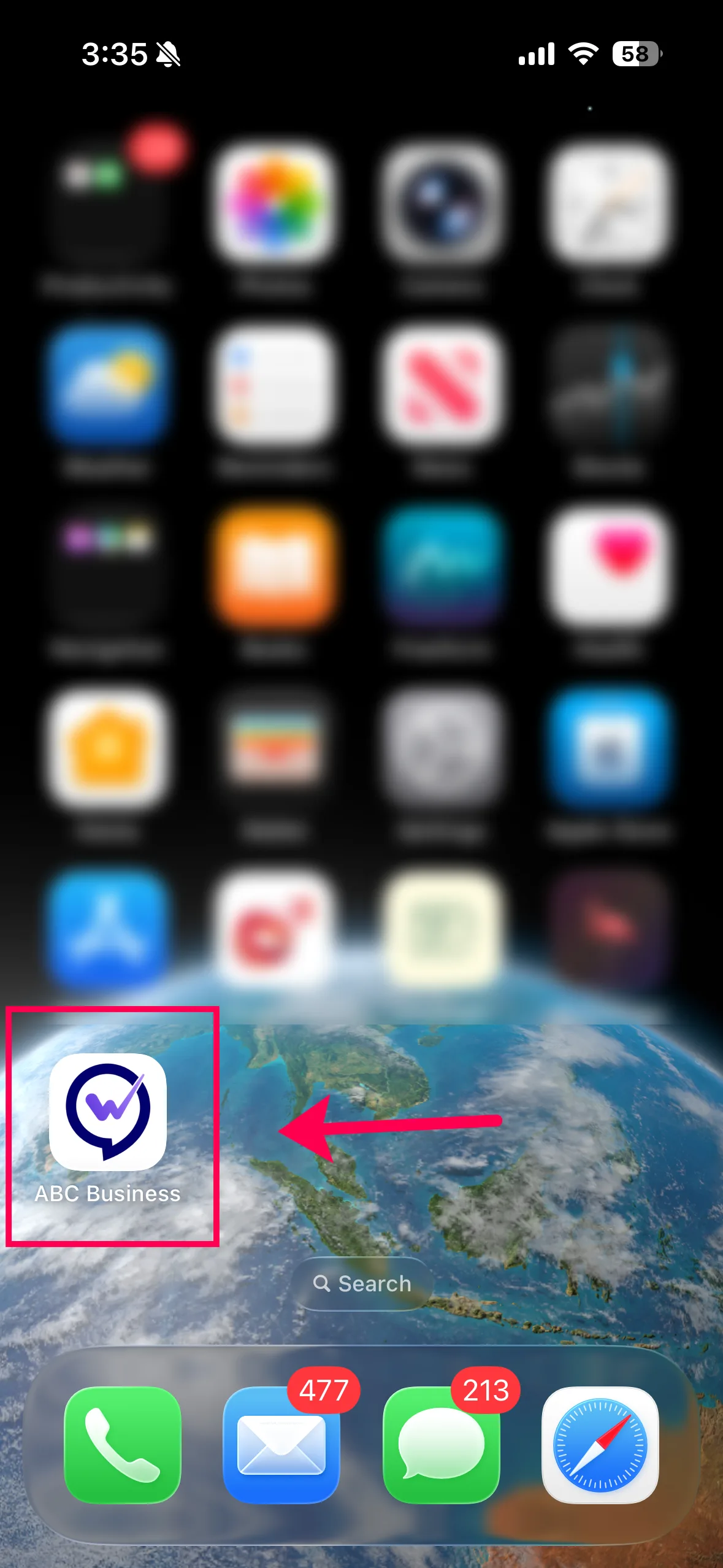 The booking page app icon on the iPhone home screen