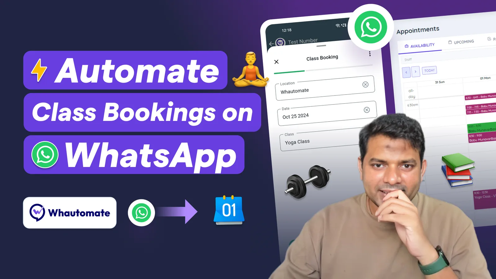 Class booking chatbot on WhatsApp